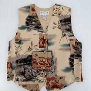 Liz Claiborne Petite Silk Hunting Scene Vest - Size 14